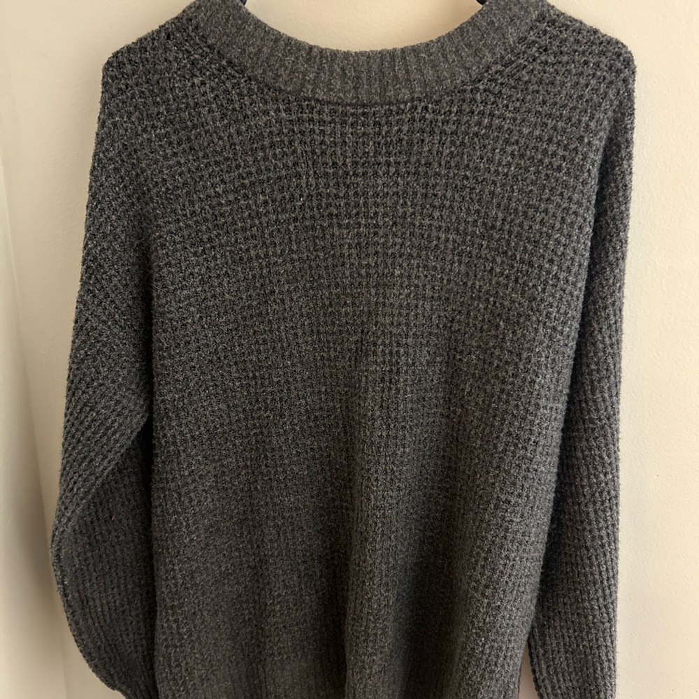 Women's Charcoal Gray Waffle Knit Sweater